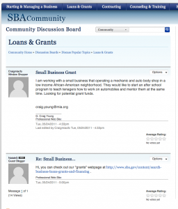 SBA On Line Website for Small Business Loans