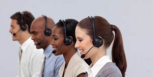 Multi-ethnic young business partners working in a call center